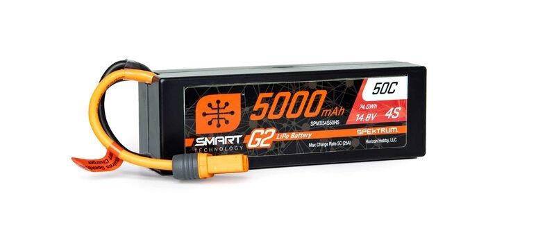 Spektrum 5000mAh 4S 14.8V Smart G2 LiPo 50C Hard Case IC5 Plug