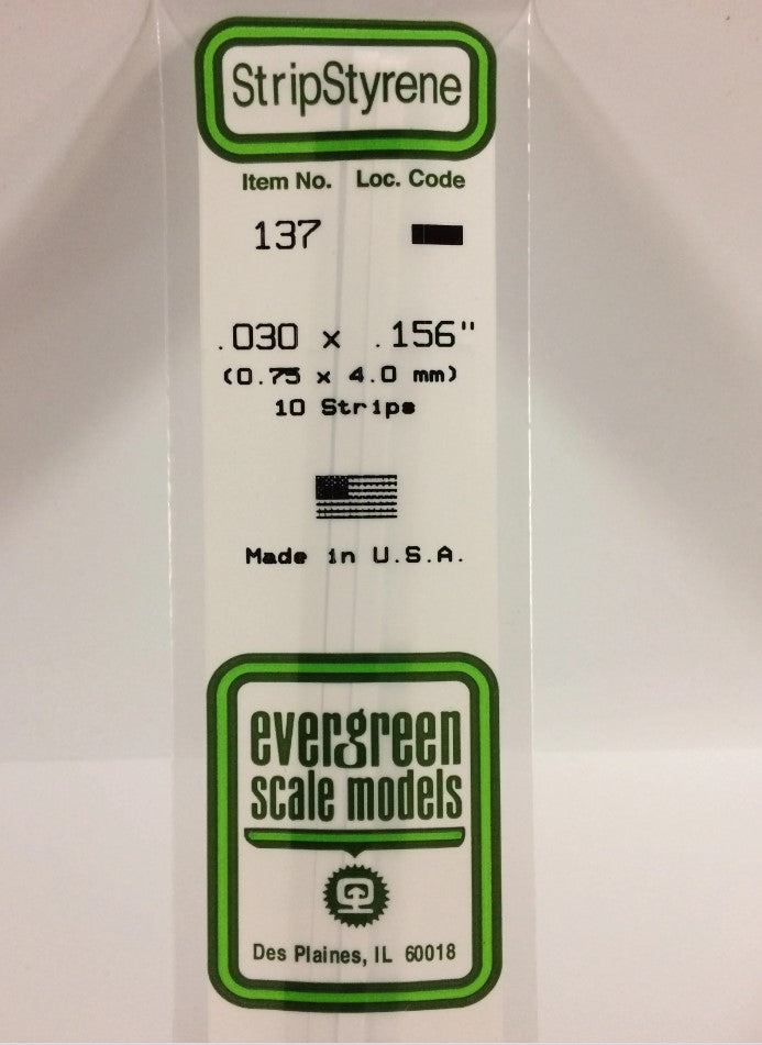 Stripstyrene White .75X4Mm 10