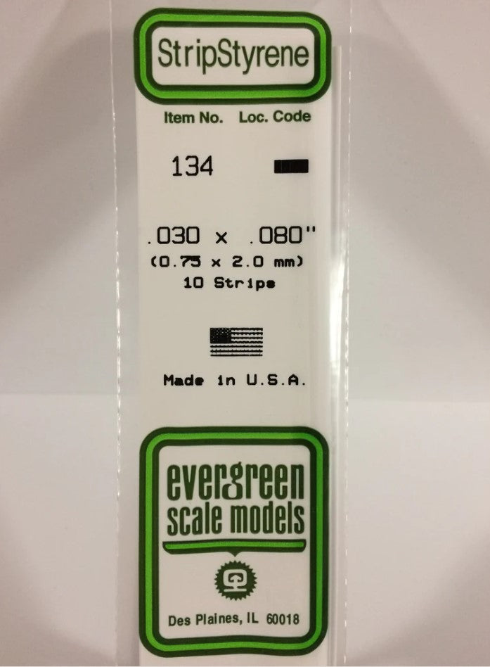 Stripstyrene White .75X2Mm 10