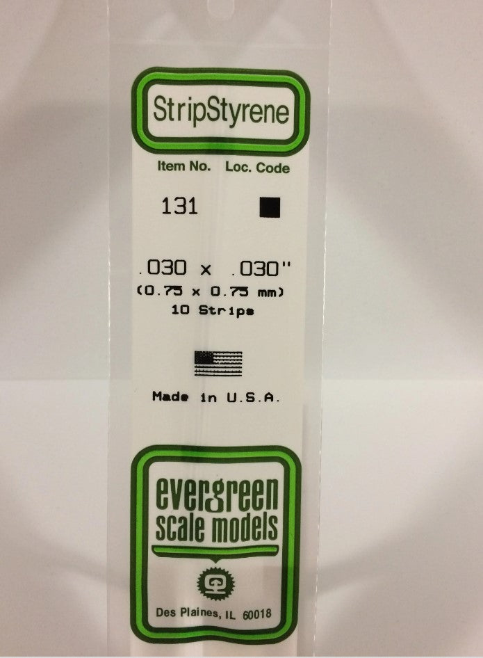Stripstyrene White .75Mm Sq 10