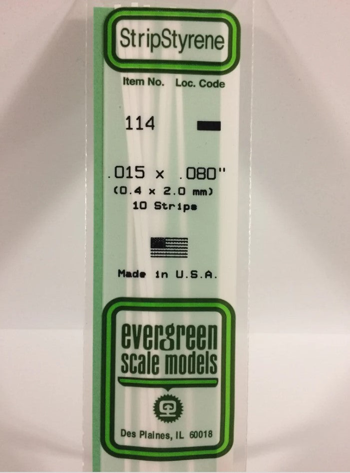 Stripstyrene White .38X2Mm 10
