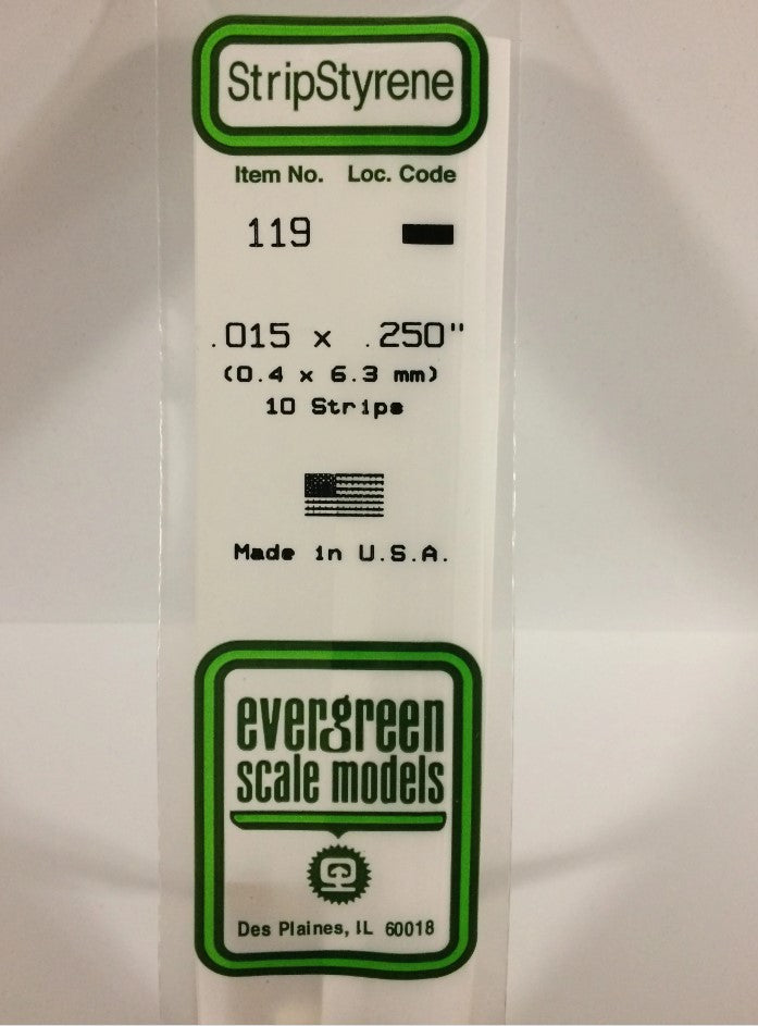 Stripstyrene White.38X6.3Mm 10