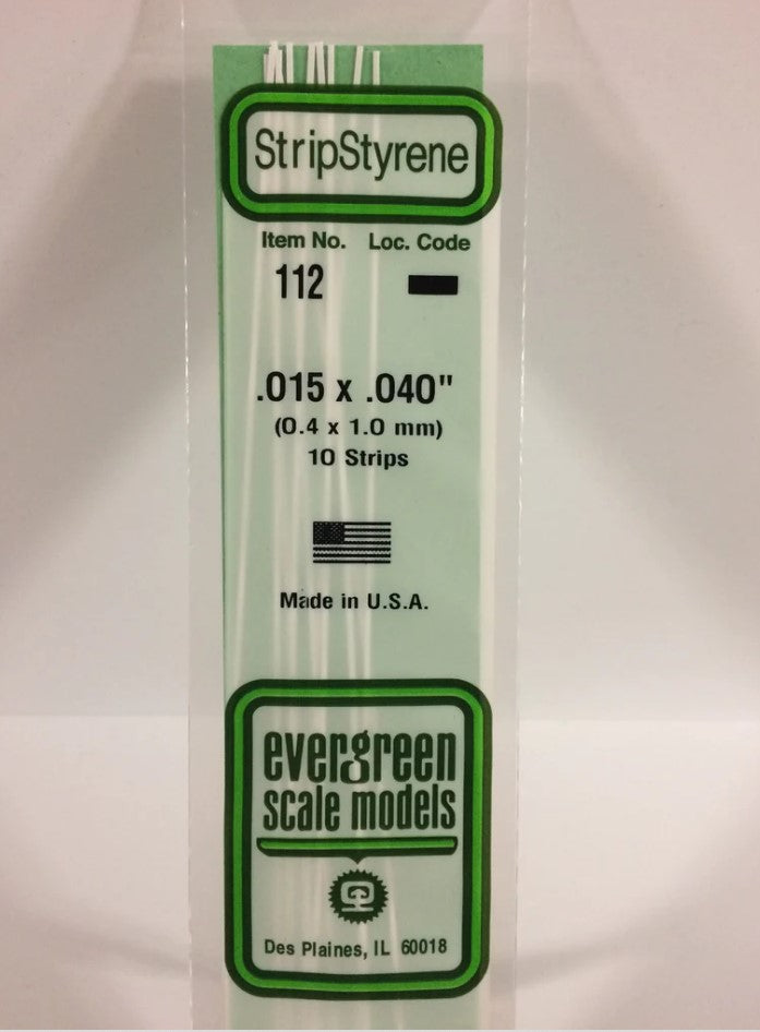 Stripstyrene White.38 x 1.0Mm 10