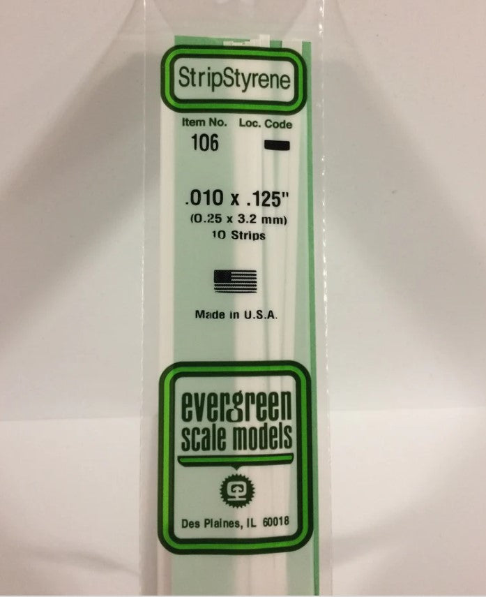 Stripstyrene White.25X3.2Mm 10