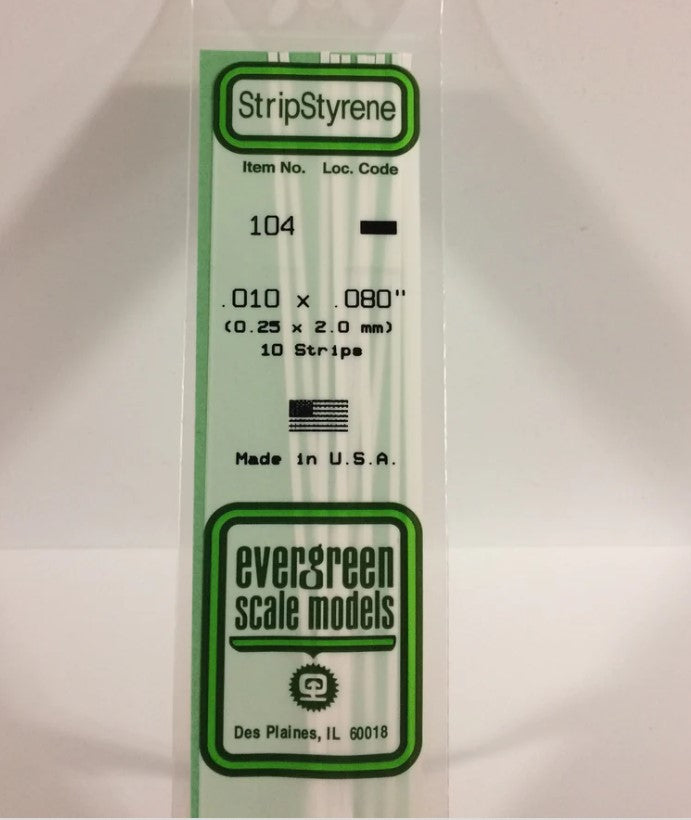 Stripstyrene White.25X2mm 10