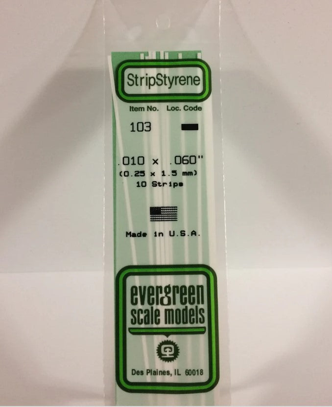 Stripstyrene White.25X1.5Mm 10