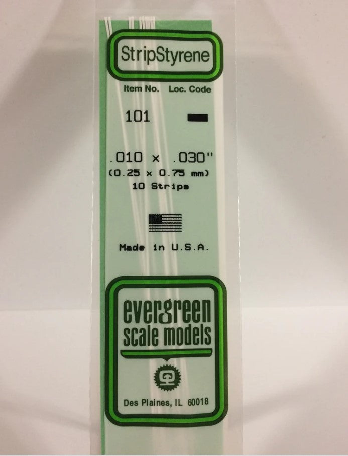 Stripstyrene White.25X.75Mm 10