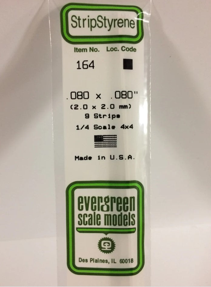 Stripstyrene White 2mm Sq 9