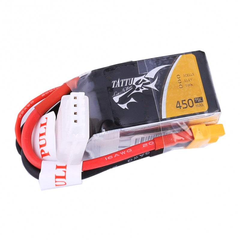 Tattu 450mah 3S 11.1v 75c Lipo - XT30
