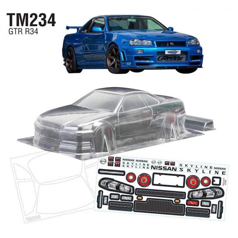 Team C 1:10 Mini Nissan R34 GTR Clear Body M Chassis