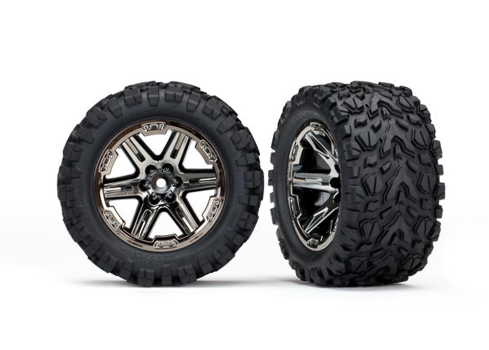 Traxxas 6773X - 2.8' RXT black chrome wheels, Talon Extreme tires (2)