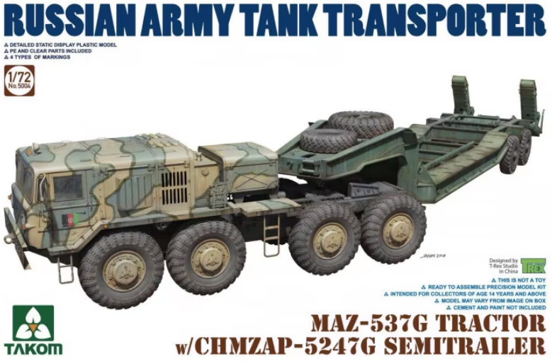 *Clearance* Takom 1:72 MAZ-537G Tractor w/ CHMZAP-5247G Semi Trailer (LW)