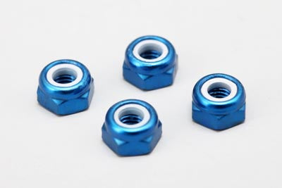 Yokomo M3 Aluminum Nylon Lock Nut Blue 4pcs.