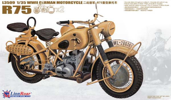 Lion Roar 1:35 R75 WWII German Motorcycle x2 (DC)