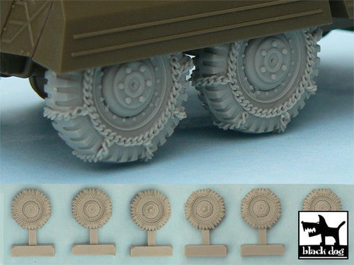 Black Dog 1:48 M8/M20 Snow-chained Wheels Resin Upgrade Set