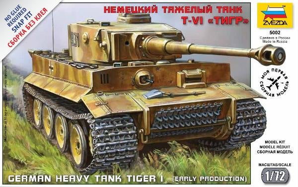 Zvezda 1:72 German Tank Tiger I Early - SNAP Kit (FMS)
