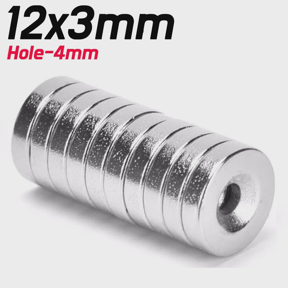 Neodymium Magnet 12mm x 3 mm - 4mm (hole) 4pc