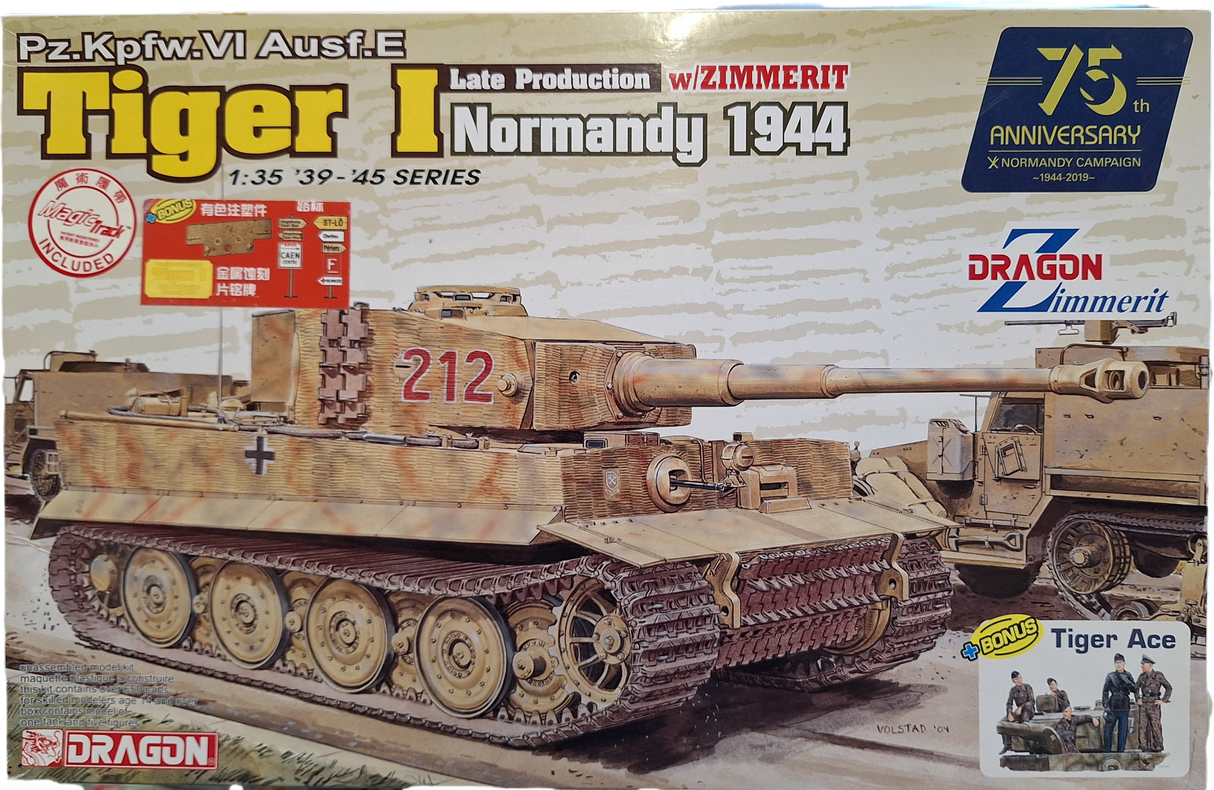 *Unsealed, Damaged Box* Dragon 1:35 Tiger I Late Prod. Normandy 1944
