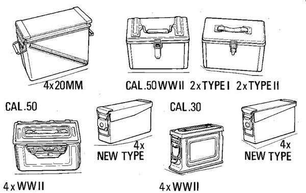 VP 1:35 Cal.30, Cal.50, 20mm Ammo Boxes Resin Set