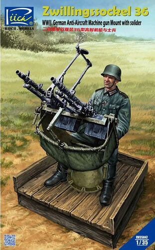 Riich 1:35 Zwillingssockel 36 WW2 German AA Gun w/ Solider