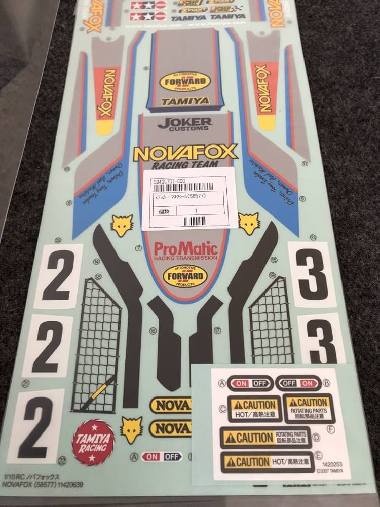 Tamiya Nova Fox Sticker & Masking Sheet Only