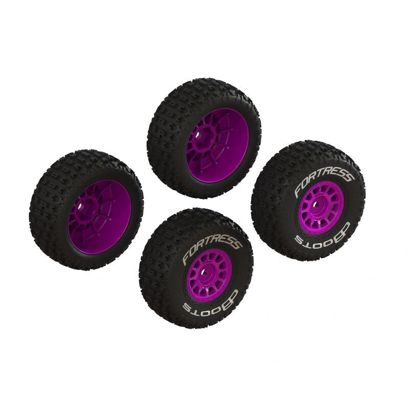 Arrma dBoots 'FORTRESS' Tire Set Glued (Purple) (2 Pairs) 1/16 Mojave Grom