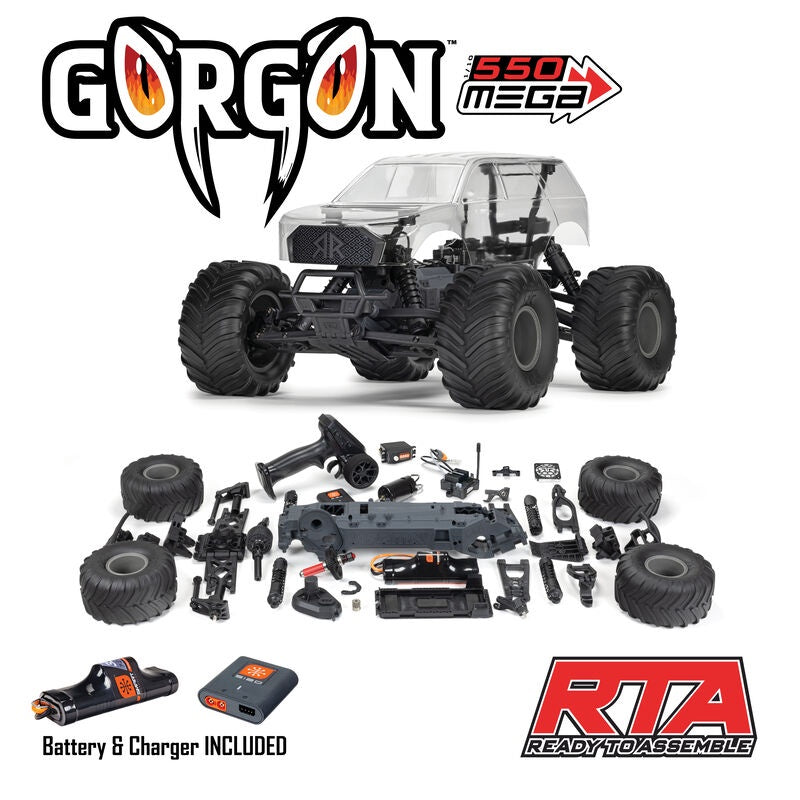 Arrma 1/10 GORGON 4X2 MEGA 550 Brushed Monster Truck Ready-To-Assemble Kit "Clear Body"