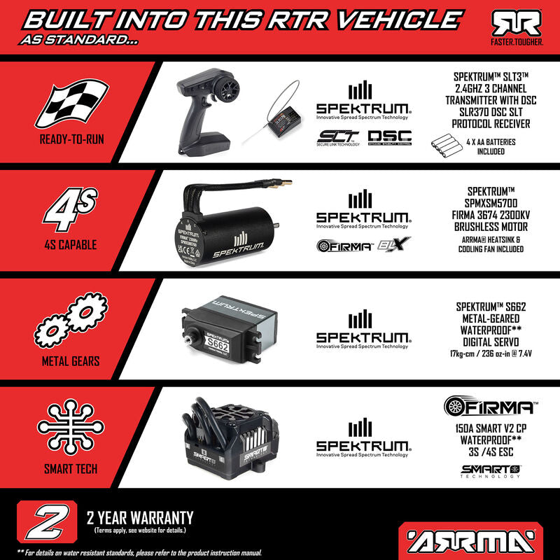 *PRE-ORDER* Arrma 1/8 QUAKE 4S DSC 4X4 RTR RC Brushless Truck (Black/Red)