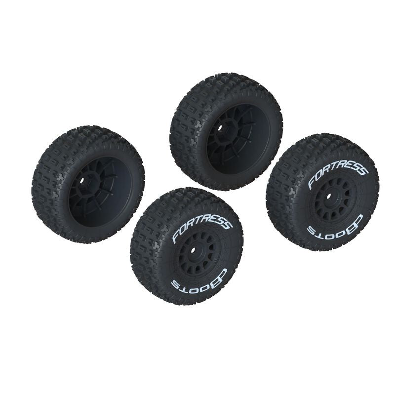 Arrma 1/16 dBoots 'FORTRESS' Tire Set Glued (Black) (2 Pairs)