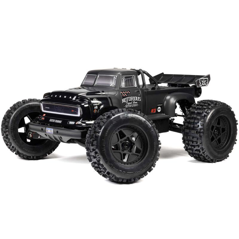 ARRMA NOTORIOUS 6S RTR ホビーラジコン 1/8 NOTORIOUS 6S V6 4X4 BLX Brushless Stunt Truck RTR, Black