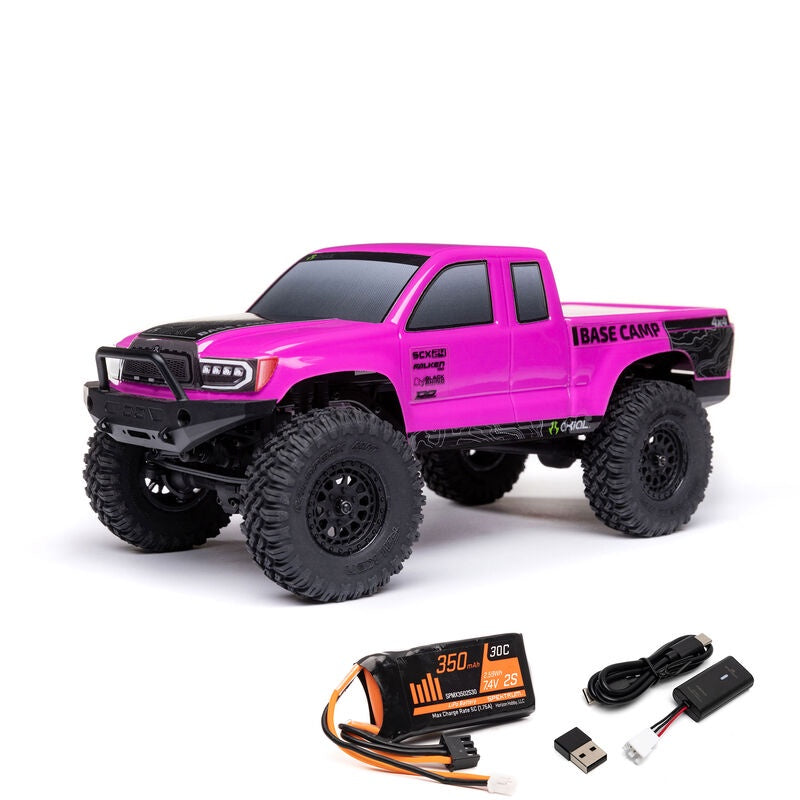 Axial 1/24 SCX24 Base Camp 4x4 Rock Crawler Brushed RTR - Pink