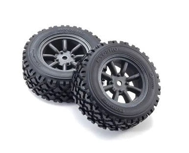 Kyosho 1:10 Glued Vintage Rally Tyre (8-Spoke Watanabe Wheel/Black Metallic (2pcs)