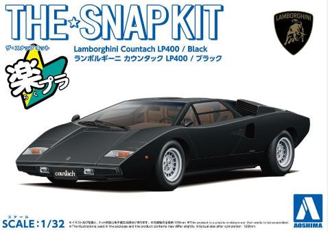 Aoshima 1:32 Lamborghini Countach LP400 Black Snap Kit