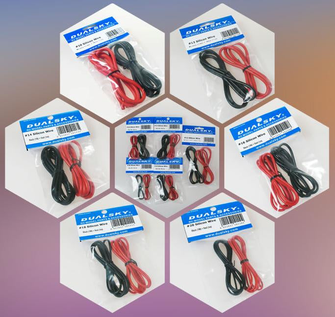 Dual Sky 12AWG flexible silicon wire, red x 1m, black x 1m