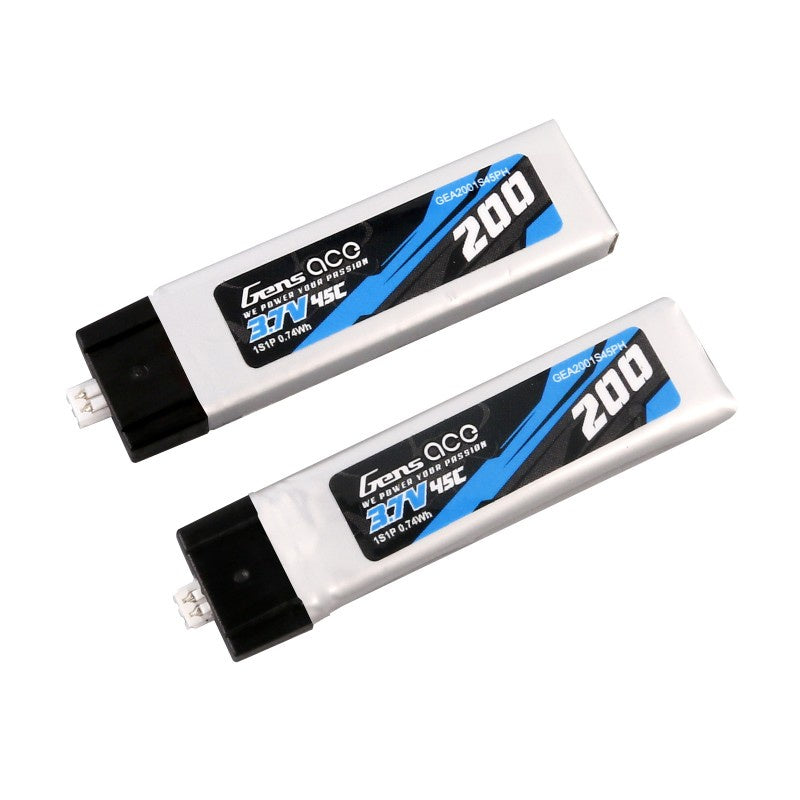 Gens Ace 200mAh 3.7V 45C 1S1P Lipo Battery x2pcs