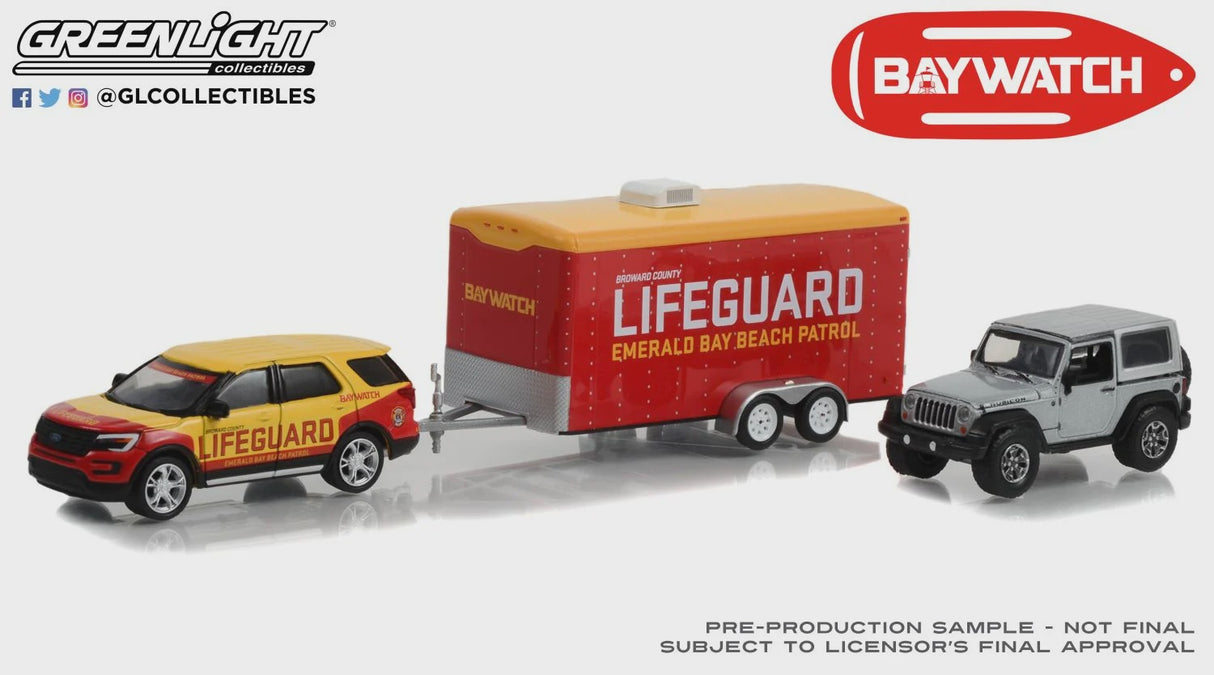 1/64 2016 Ford Explorer with 2016 Jeep Wrangler Rubicon and Enclosed Trailer