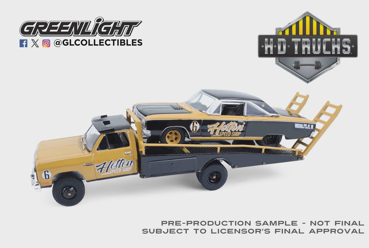 GL 1:64 1985 Dodge RAM D350 Ramp Truck with 1965 Dodge Coronet