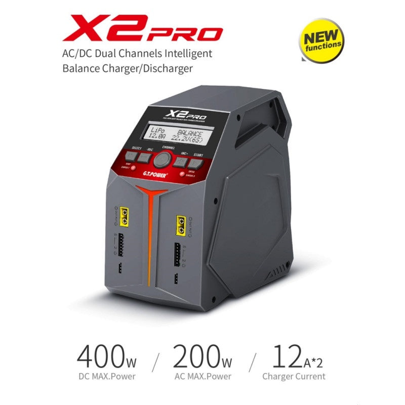 GT Power X2 Pro V2 Dual Channel Smart Charger. 2x100W or 1x200w