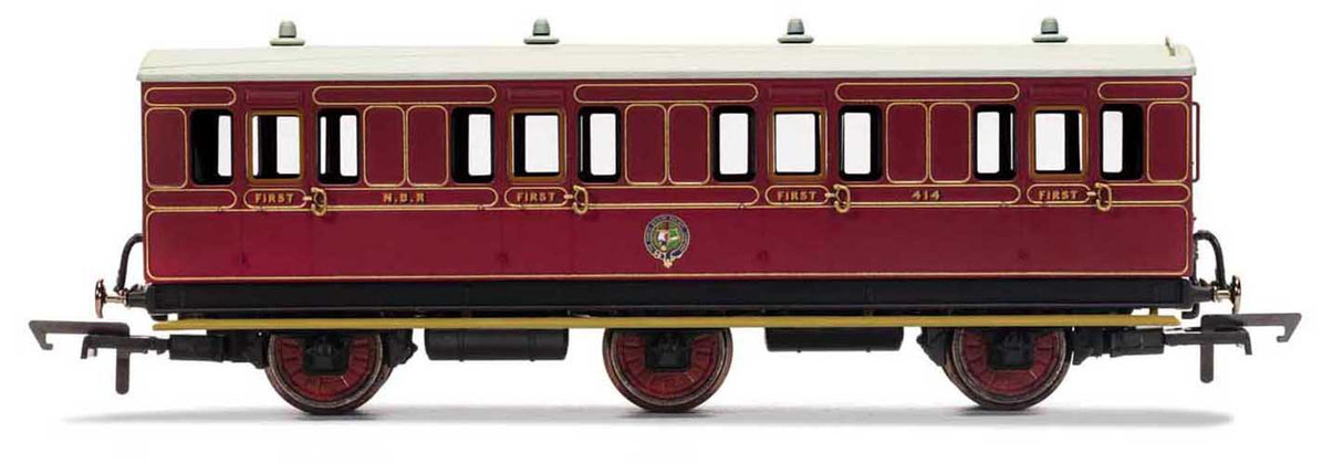 Hornby NBR, 6 Wheel Coach, 1st Class, Fitted Lights, 414 - Era 2