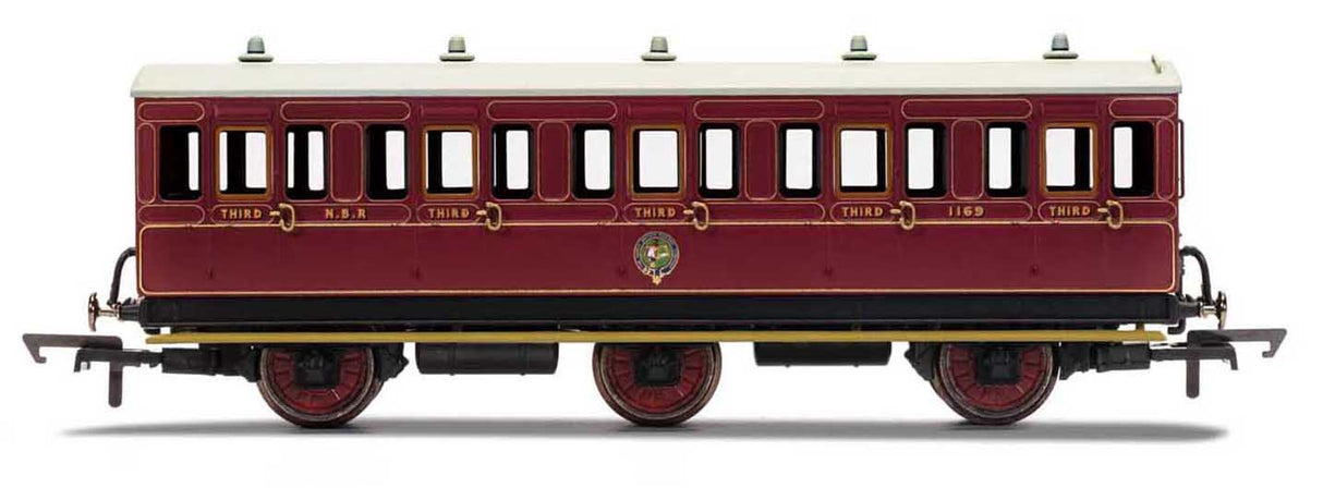 Hornby NBR, 6 Wheel Coach, 3rd Class, Fitted Lights, 1169 - Era 2