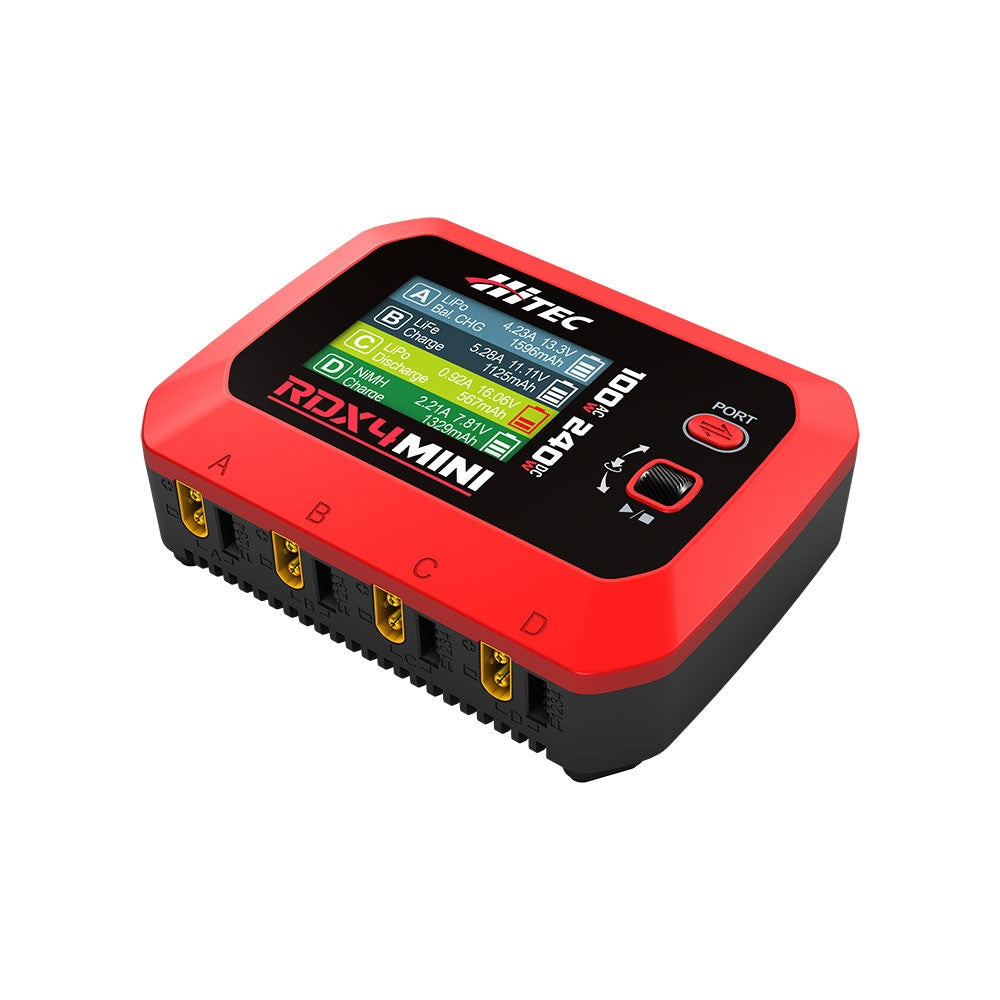 RDX4 Mini Battery Charger 4 Ports, 60w Max, DC 240w, 1-4s Lipo, 1-8 Cell Nicd/NiMh