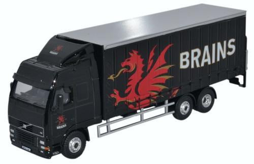 Oxford 1:76 Volvo FH 6 Wheel Curtainside- Brains