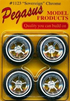 Pegasus 1:24 Sovereign Chrome Wheels w/Tires (4pcs)