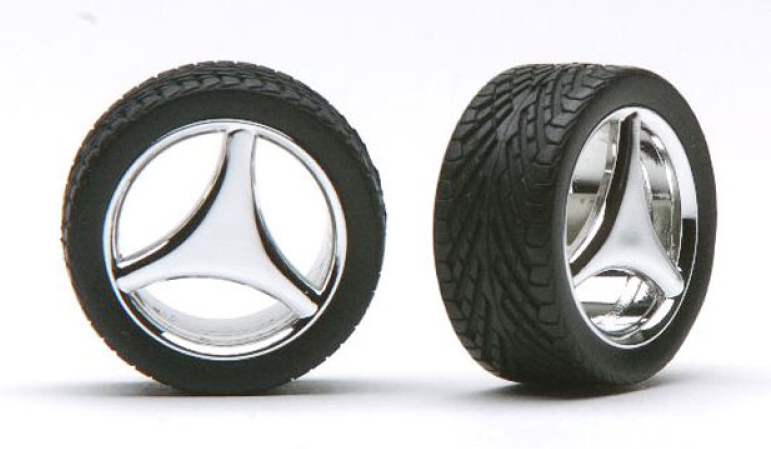 Pegasus 1:24 3 Spoke Chrome Rims w/Tyres