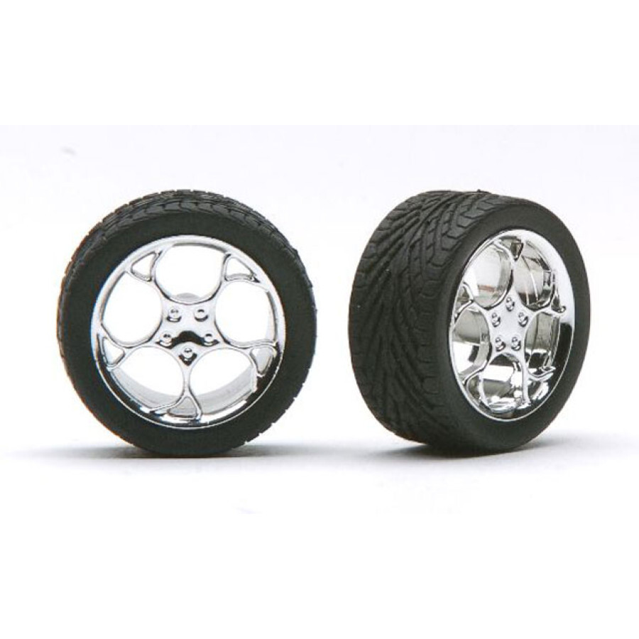 Pegasus 1:24 "Swirl Star" Chrome Rims w/Tires