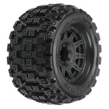 1/8 Badlands MX38 F/R 3.8" MT Tires Mounted 17mm Black Raid (2) by Proline