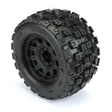 1/8 Badlands MX38 F/R 3.8" MT Tires Mounted 17mm Black Raid (2) by Proline