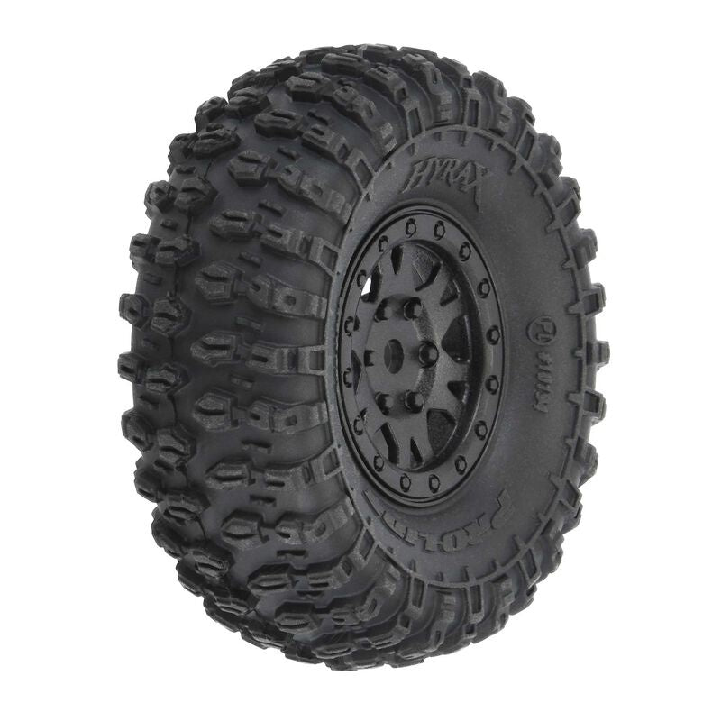 1/24 Hyrax F/R 1.0" Tyres Mountd 7mm Blk Impulse (4) Fits SCX24 by Proline