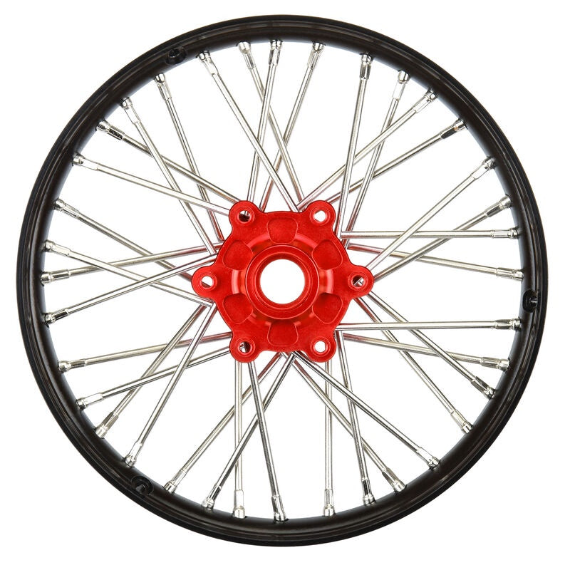 1/4 Pro-Spec Aluminum V2 Bead Front Wheel, Assembled, Black/Red: Promoto-MX by Proline