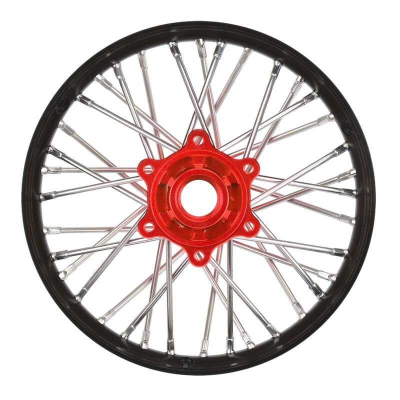 1/4 Pro-Spec Aluminum V2 Bead Rear Wheel, Assembled, Black/Red: Promoto-MX by Proline